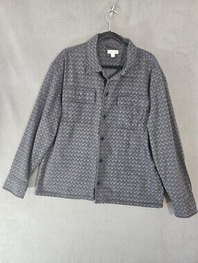 Sun & Stone Women L Boho Button Shirt Tapestry Oversized Gray Recycled Lagenlook